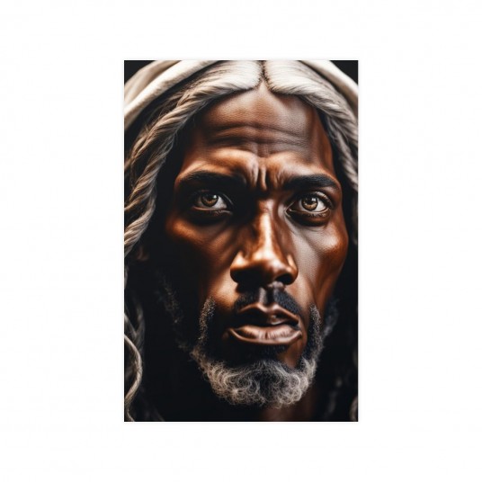 The Face of Jesus  Up Close with White Dreads   Vertical Matte Art Prints for Home Decor  Christian Wall Art  Modern Minimalism