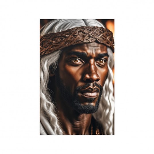 The Face of Jesus  Up Close with Leather Band and dreads Poster   Vertical Matte Art Prints for Home Decor  Christian Wall Art  