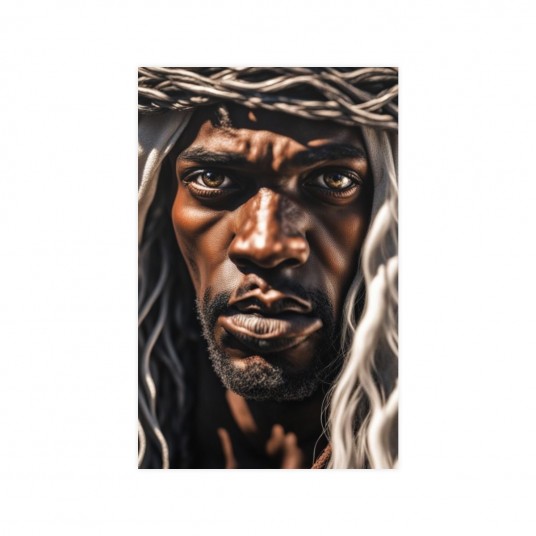 The Face of Jesus  Up Close with White Dreads and Thorns on His Head   Vertical Matte Art Prints for Home Decor  Christian Wall 