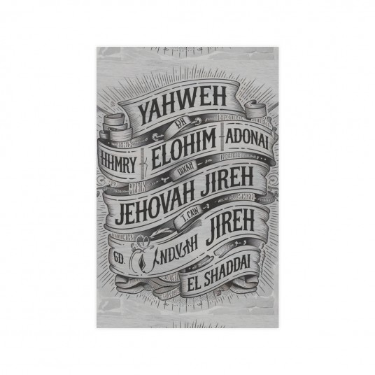 Names of God Jehovah Nissi Jehovah Elohim Yhwh Poster   Vertical Matte Art Prints for Home Decor  Christian Wall Art  Modern Min