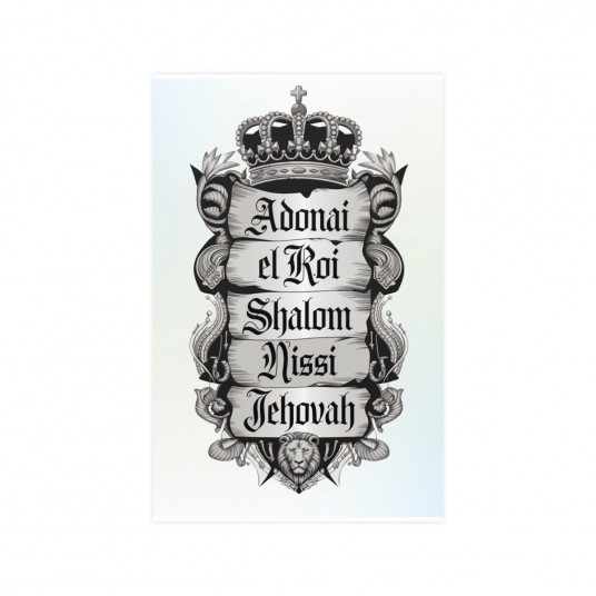 Names of God Adonai Jehovah Nissi El Roi Shalom Blue Poster
