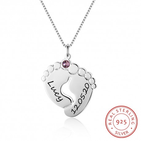 Cute Baby Foot Necklace✵ 925 Sterling Silver ✵Anniversary Jewelry Lovely Pendant Birthstone Personalize Unique Gift For Mother