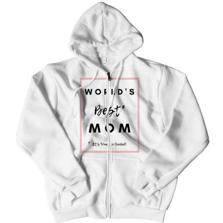 World's Best Mom Black Font Zipper Hoodie for  Mom