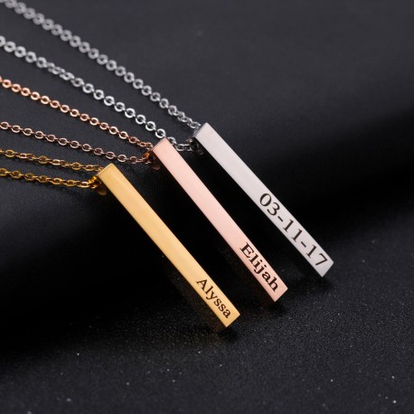 Personalized Necklace Vertical Bar ✵ Necklace Thank You Gift ✵ Jewelry Birthday, Christmas or Gift Mothers Day Gift Idea Name