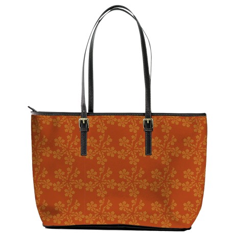 Leather Tote Bag (Large) - Red and Gold