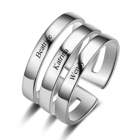 Personalized Stackable Rings for Women Engrave Custom 3 names Wide Ring ✵ Gifts for Mom ✵ Mothers Day, Christmas or Birthday✵