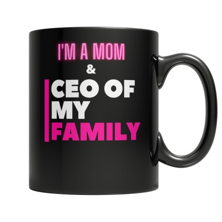 CEO Mom Black and Pink! Fun Coffee Mug, perfect Gifts for Mom for Christmas, Birthdays, Mother's Day or Anniversary