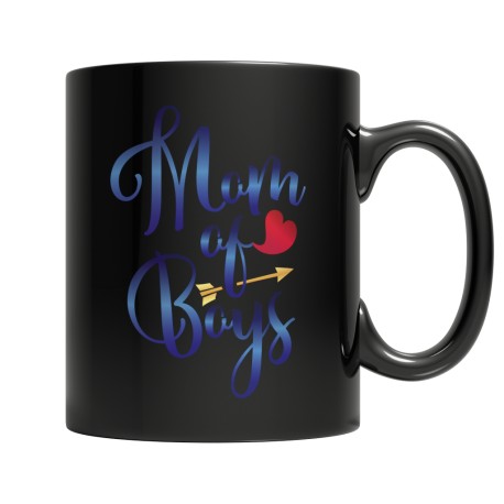 Mom of Boys Black Coffee Mug, perfect Gifts for Mom for Christmas, Birthdays, Mother's Day or Anniversary