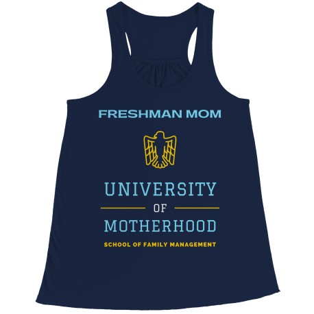 Yellow/Blue Freshman Mom Racerback Vest Tank Top for First Time Mom.