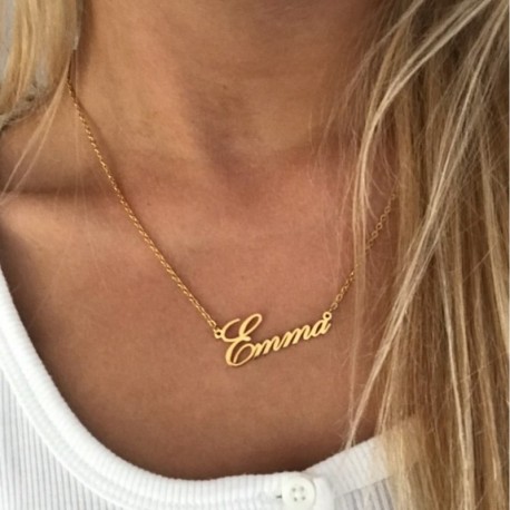 Customized Name Necklace Personalized Letter Gold Choker Necklace Pendant Nameplate Gifts for Mom