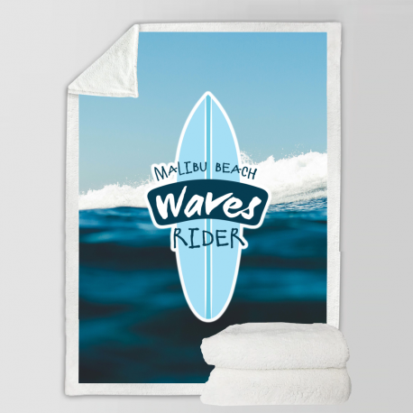 Malibu Beach Wave Rider Fleece Blanket