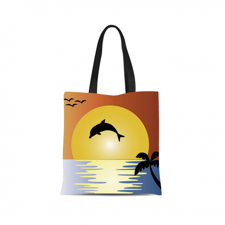 Dolphin Sunset Canvas Tote Bag