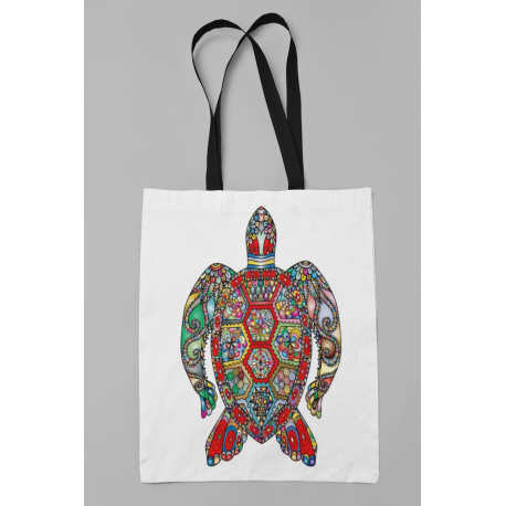 Floral Sea Turtle Canvas Tote Bag