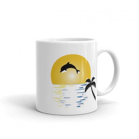 Dolphin Sunset White Mug