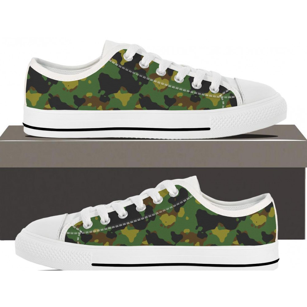 Lush Green Camouflage Low Top Sneaker l Glassy Hills