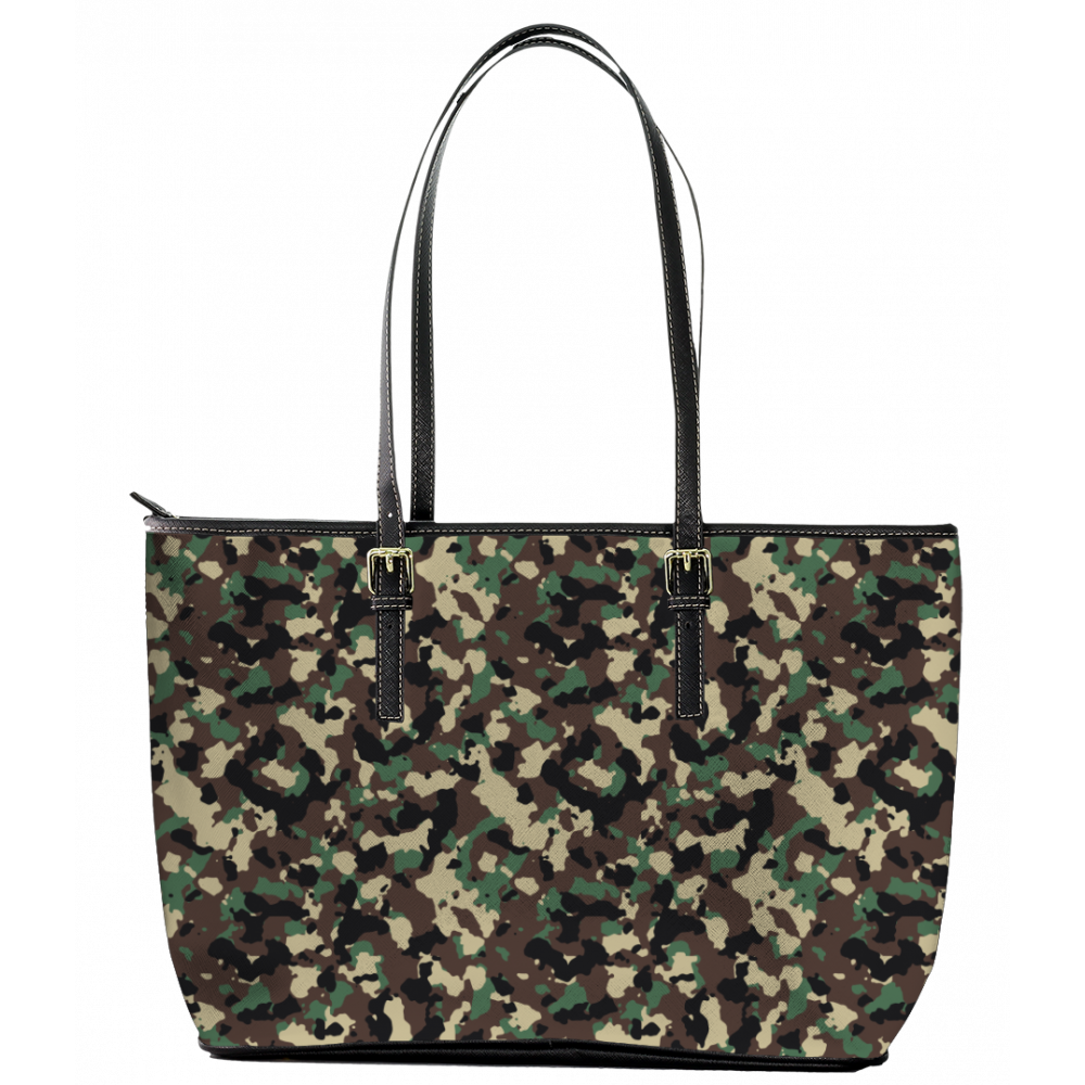 Splash of Camouflage Leather Tote Bag l Glassy Hills