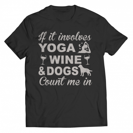 Yoga Wine & Dogs Men's and Women's T-Shirt