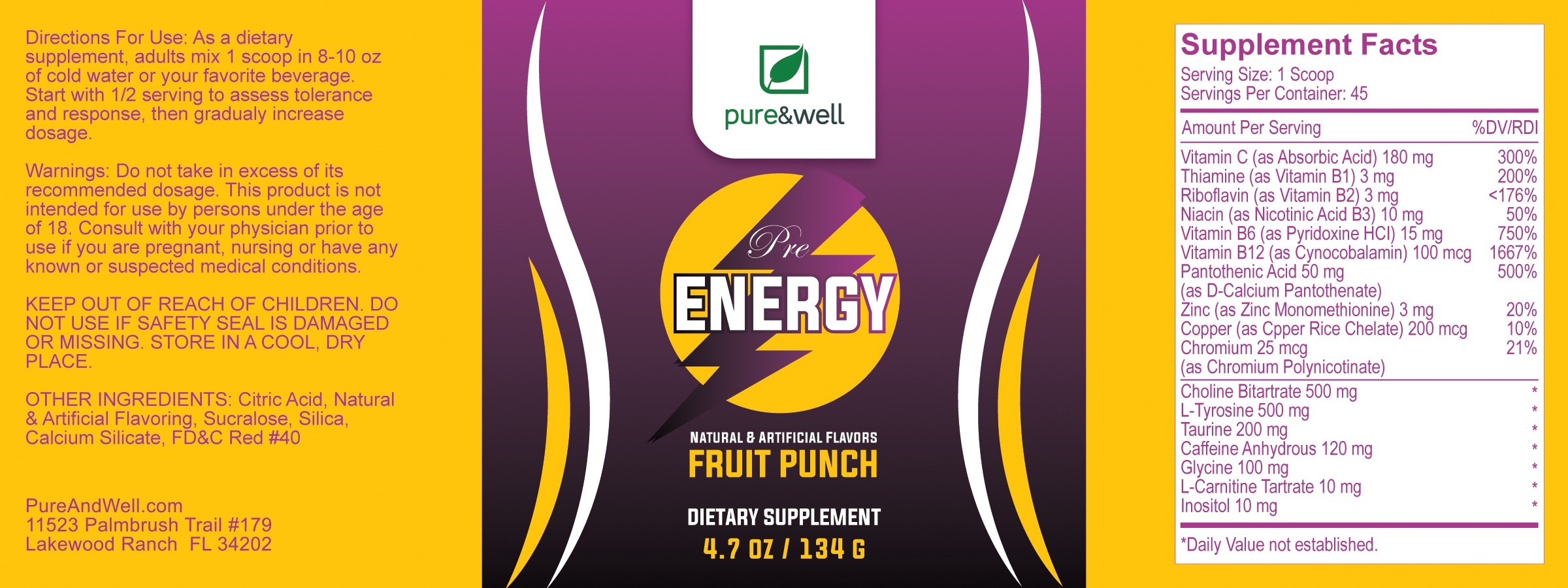 P&W Pre-Workout Energy Powder