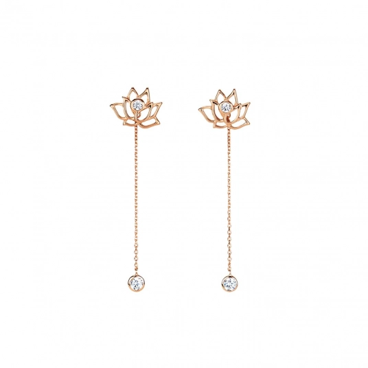 Lotus Fairies Earrings - Rose Gold with White Stone