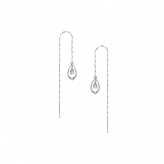 The Heavenly Phoenix Earrings - 18kt White Gold with Aquamarine