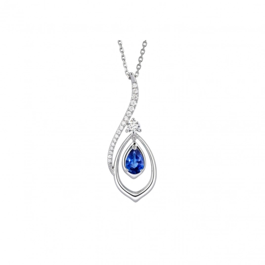 The Heavenly Phoenix Necklace - 18kt White Gold with Sapphire
