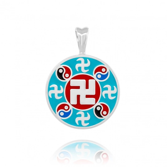 Falun Enamel Teal Pendant - Silver 20mm
