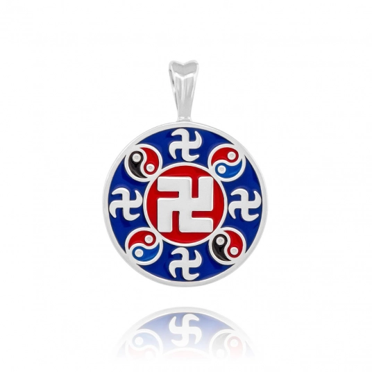 Falun Enamel Indigo Blue Pendant - Silver 20mm