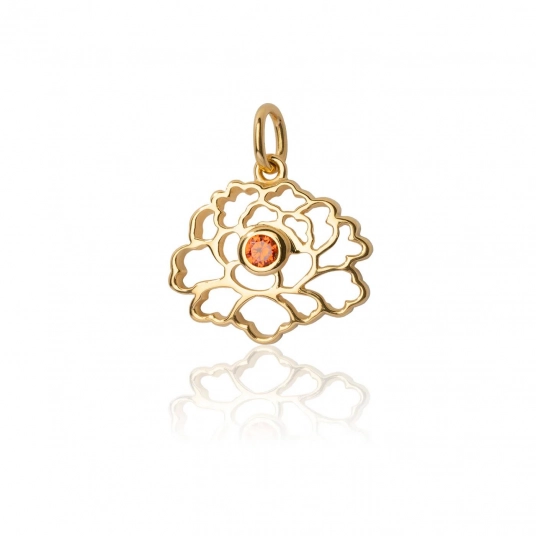 Tang Flower Charm Gold - Gold with Orange Gem