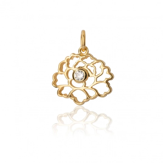 Tang Flower Charm Gold - Gold with White Gem