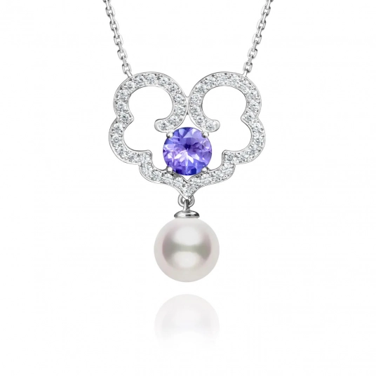 The Timeless Blessings Necklace - 18kt White Gold with Tanzanite and Diamond