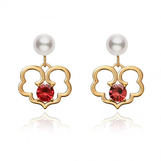 The Timeless Blessings Earrings - 18kt Yellow Gold with Spessartite Garnet