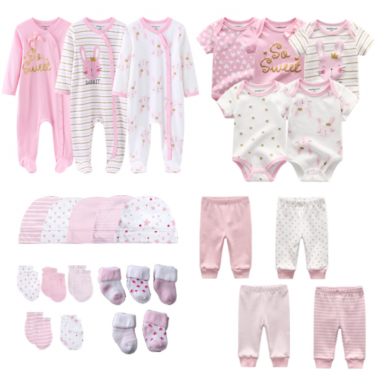 0-3-6 Months Newborn Girl Pink Set 27Pcs