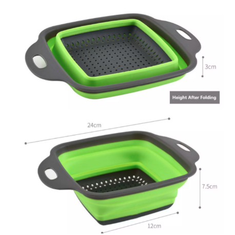 Kitchen Vegetable Square Folding Washing  2 Pieces Basket