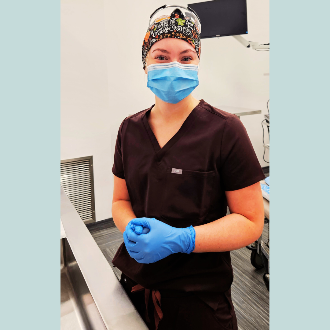 Nurse wearing jojo scrub cap