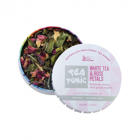Organic White tea & Rose Petals tea Travel Tin 10g