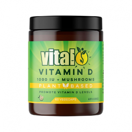 Vital Plant Based Vitamin D 1000IU + Mushrooms 60 capsules