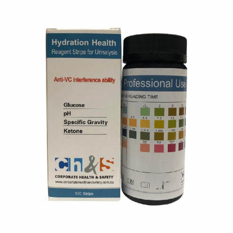 Test Kit Hydration Health (Reagent Strips for Urinalysis - 4 Panel) x 100 Pack
