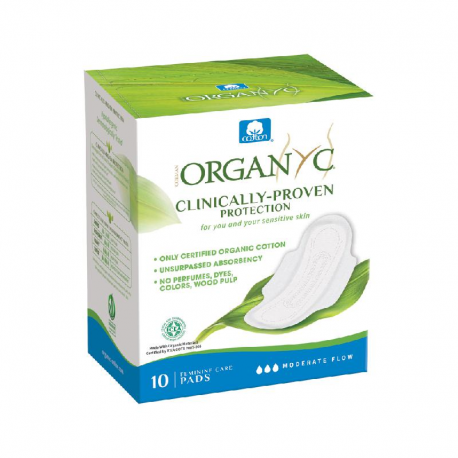 Organic Pads Ultra Thin with Wings Moderate Flow x 10 Pack