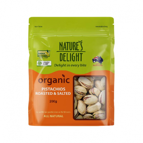 Organic Pistachios Roasted & Salted 200g