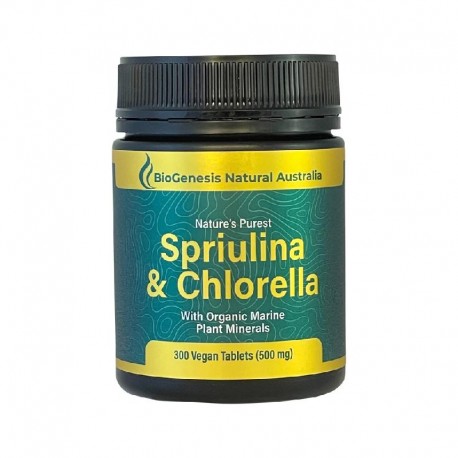 Natures Purest Spirulina & Chlorella With Organic Marine Plant Minerals 500mg 300t