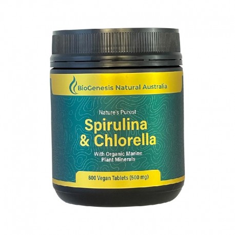Natures Purest Spirulina & Chlorella With Organic Marine Plant Minerals 500mg 600t
