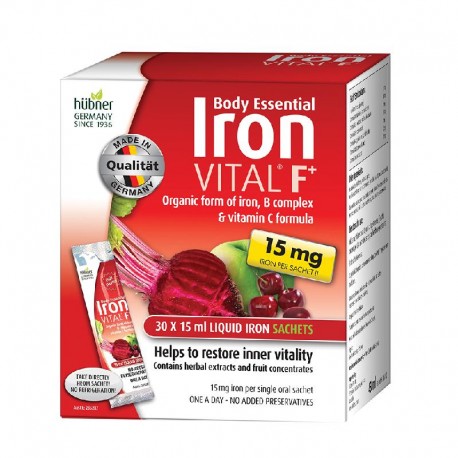 Body Essential Iron Vital F+ (15mg Iron) Sachets x 30 Pack 15ml