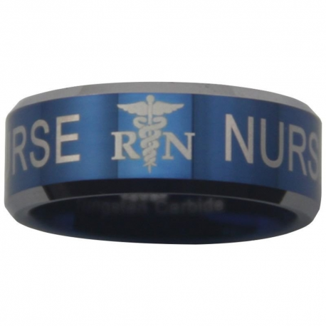 Registered Nurse Tungsten Carbide Wedding Band Ring