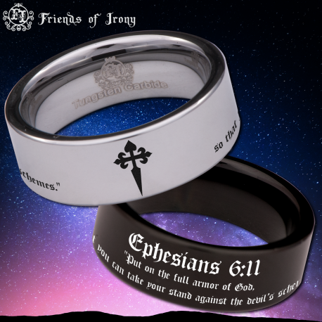Armor of God Ephesians 6 11 Tungsten Carbide Wedding Band Ring