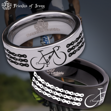 Bicycle Bike Chain Tungsten Carbide Wedding Band Ring