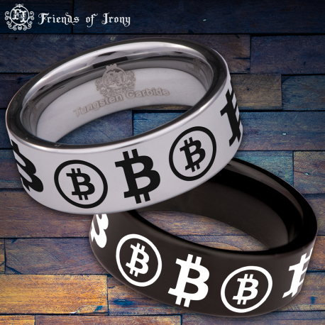 Bitcoin Blockchain Cryptocurrency Crypto Tungsten Carbide Wedding Band Ring