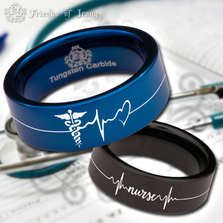 Caduceus Love Hope Custom Personalize Laser Engrave Tungsten Wedding Band Ring