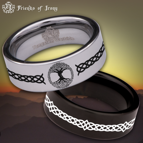 Celtic Tree of Life Custom Personalize Laser Engrave Tungsten Wedding Band Ring