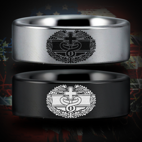 Combat Medical Badge Custom Personalize Laser Engrave Tungsten Wedding Band Ring