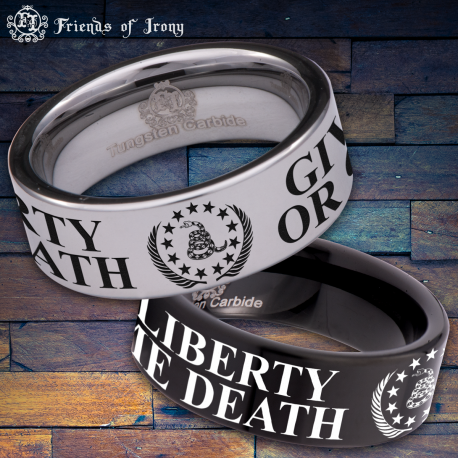 Don't Tread On Me Liberty or Death Custom Personalize Laser Engrave Tungsten Wedding Band Ring